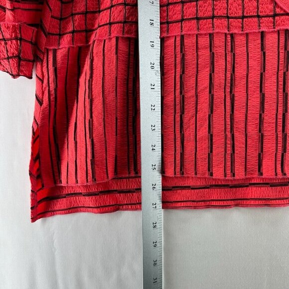 Habitat Top Womens Sz S Striped Patchwork Tunic 3/4 Sleeve Rayon Blend Red - Picture 9 of 11